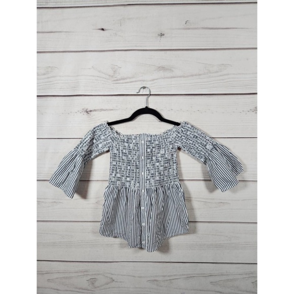 Abercrombie & Fitch Women's Striped Off The Shoulder Bell Sleeve‎ Blouse Size XS